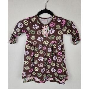 Hanna Anderson Brown Dress fauna Print Little girls 18-24 months